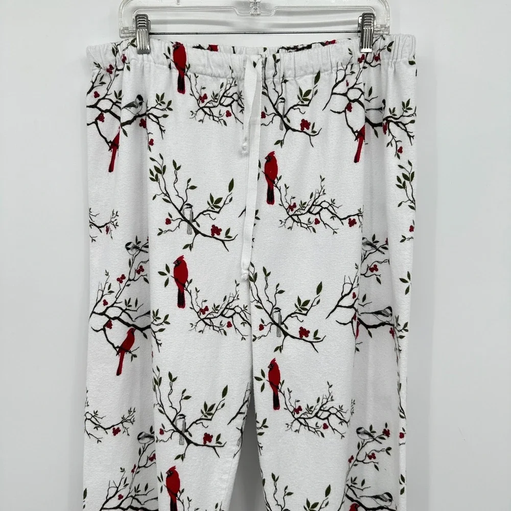 Vermont County Store Flannel Pajamas Size XL 1X‎ Birds 3 Piece Set Snow Cardinal